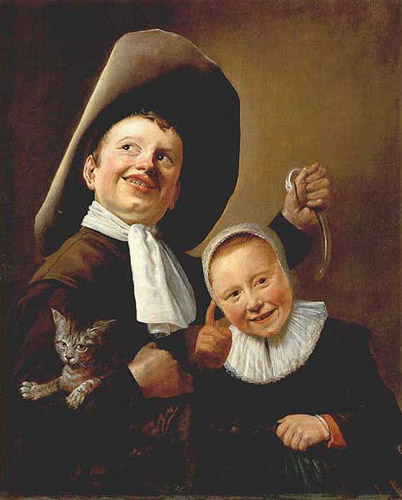 A Boy and a Girl with a Cat and an Eel