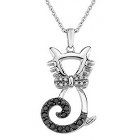 Diamond & Black Diamond Cat Pendant