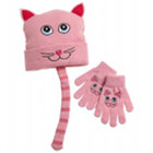 Pink Kitty Hat & Glove Set